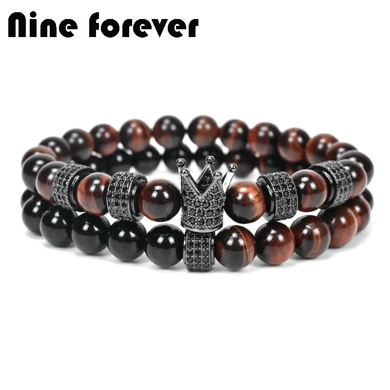 Браслет с бусинами из натурального красного камня Nine forever мужские ювелирные