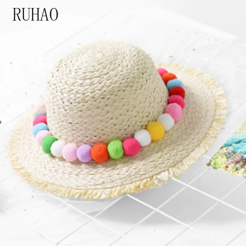 RUHAO новые детские солнцезащитные шляпы летняя цветная шапка в повседневном стиле