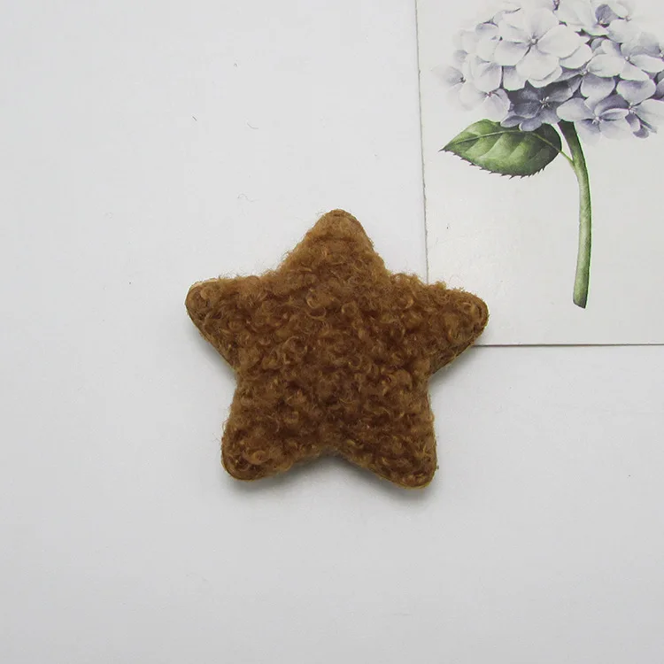 star-coffee 40 шт./лот Мульти Стиль плюшевый бархат сердце/звезда Мягкие аппликации DIY ручной работы Детские аксессуары для волос и швейная одежда - Цвет: star-coffee