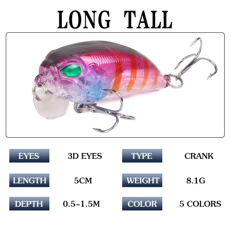 1 шт. похожая на настоящую рок н Crankbait Crank приманки 5 см/8 г приостановить воблеры