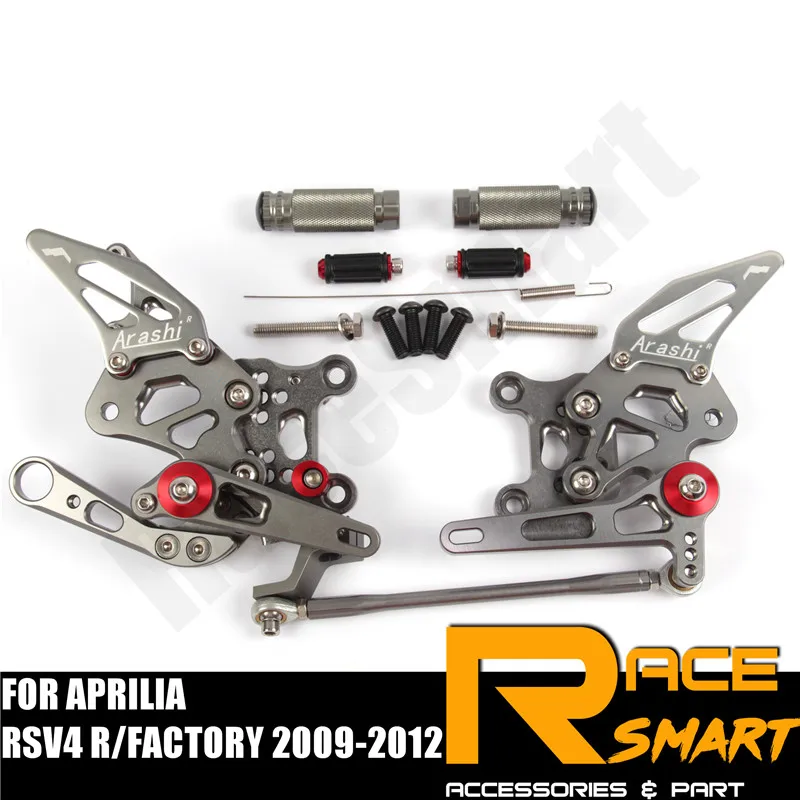 Для APRILIA RSV4 R/FACTORY 2009-2012 Задние подножки ног колышки педаль Аксессуары для мотоциклов ЧПУ Регулируемая Rearset подножки - Цвет: Gray
