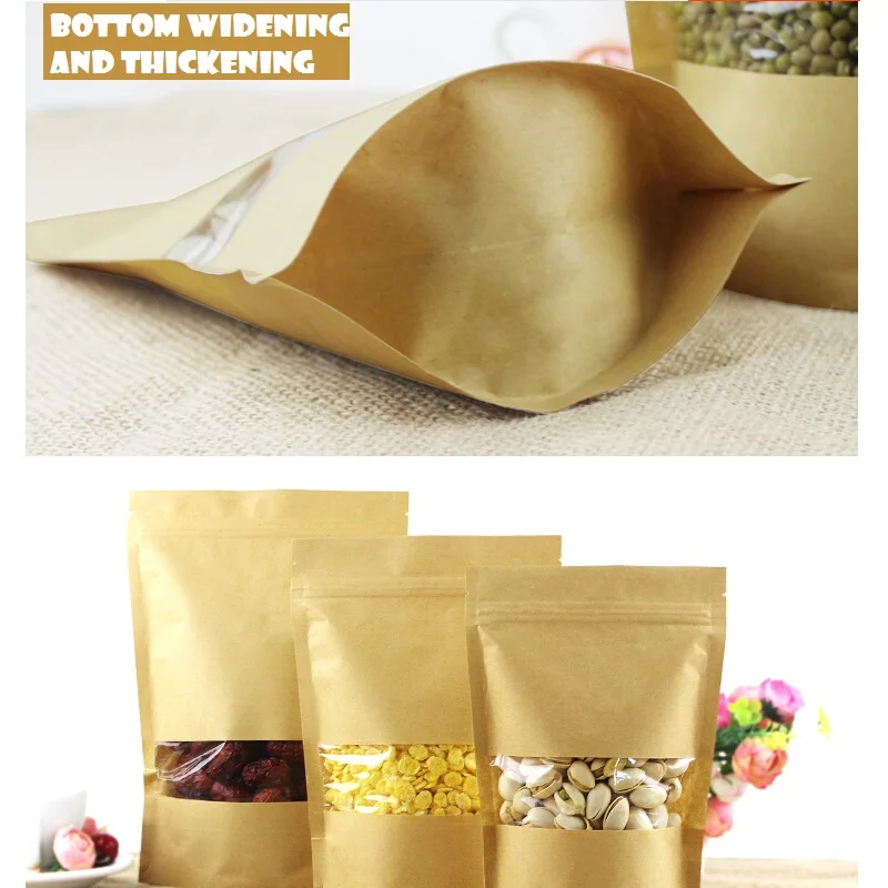 

18X26+4CM Transparent window kraft bag paper bag plastic packing bag pouch