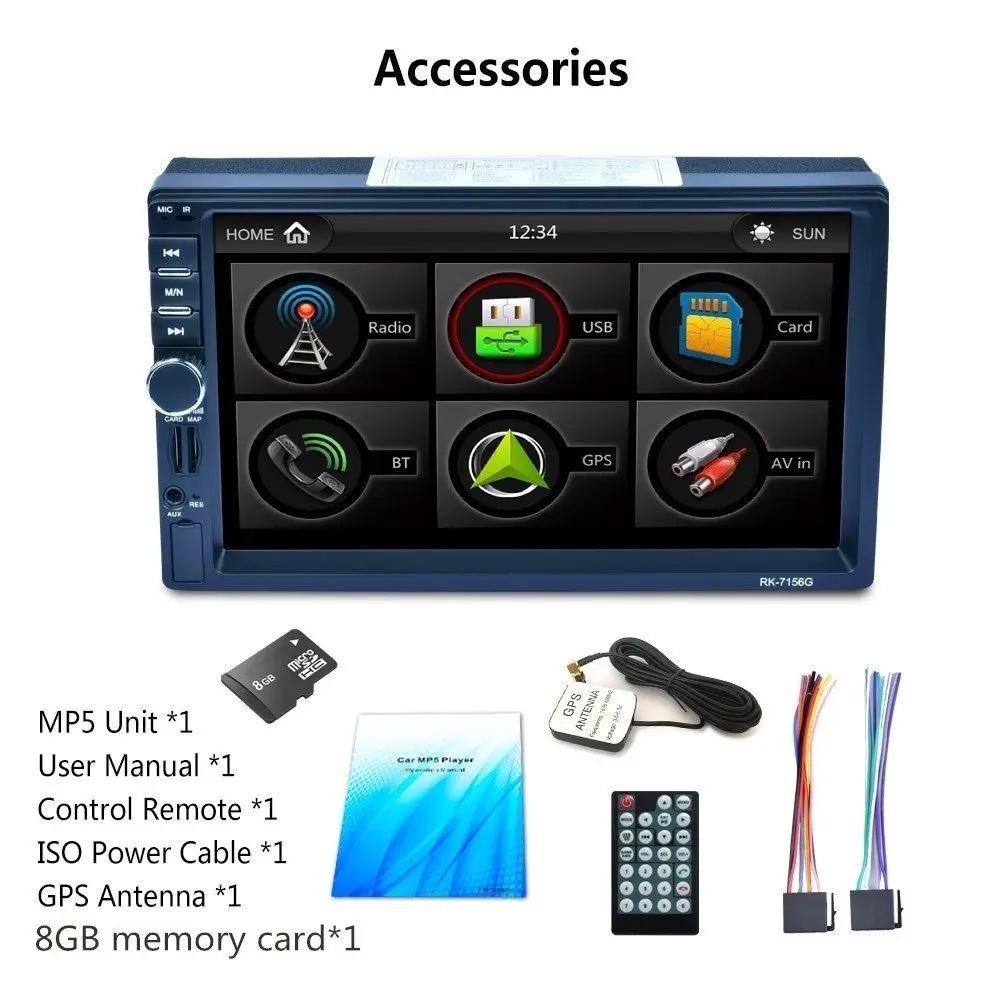 Автомобильный сенсорный экран 7 &quot 2 Din стерео Bluetooth MP5 плеер gps AUX карта Северной