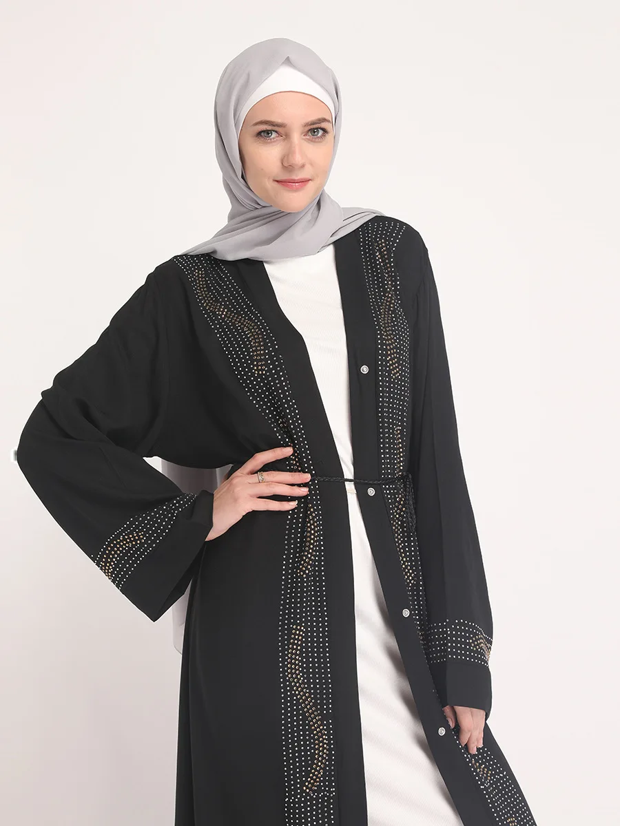 Роскошный мусульманский кардиган, украшенный бусинами, abaya, длинное кимоно, длинные халаты, Jubah, Дубай, Ближний Восток, Арабский исламский наряд