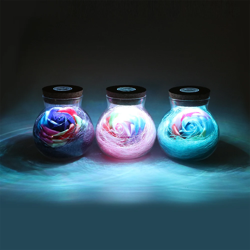 LED Romantic Bulb RGB Dimmer Lamp Rose Flower Bottle Light with Remote Control Night | Освещение