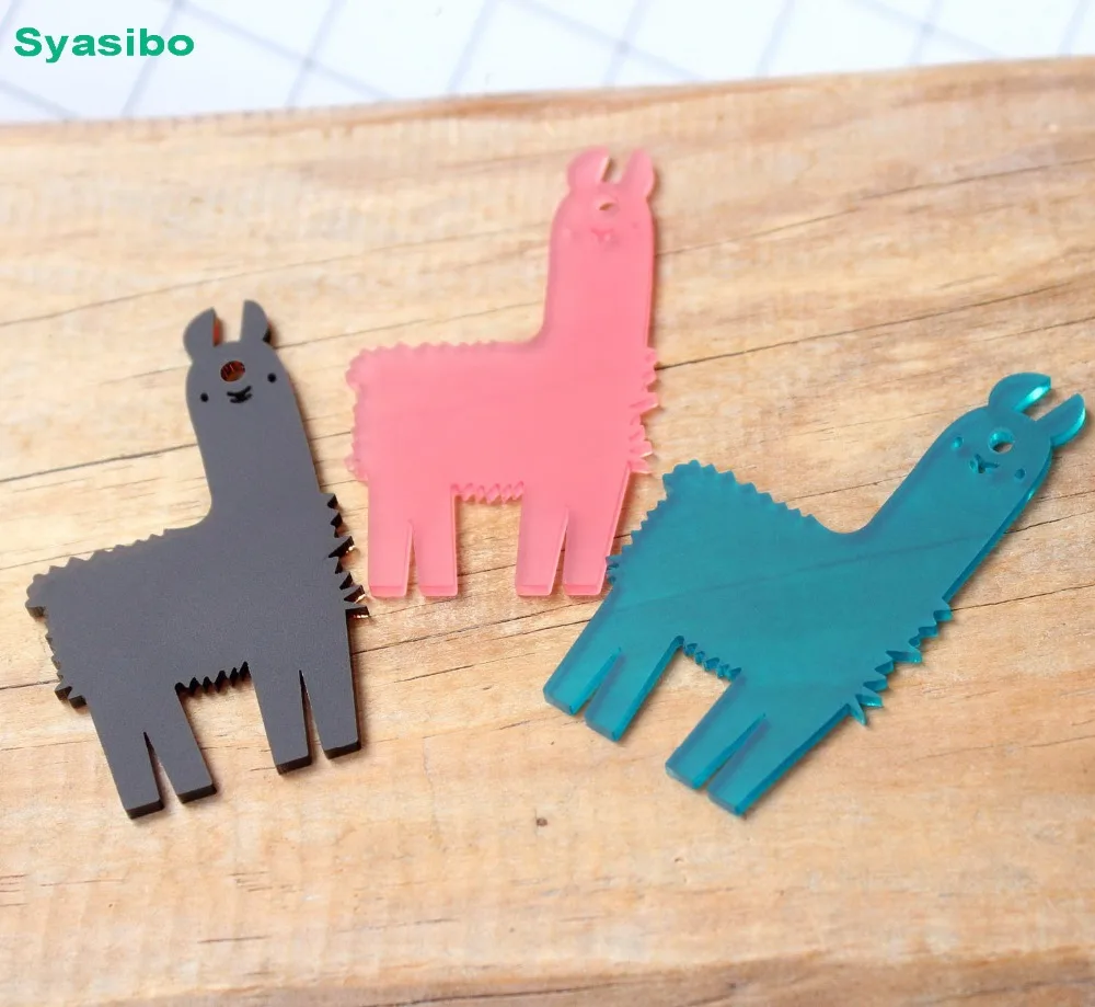 38 мм/76 мм Llama акриловые прозрачные пустые/мат/зеркало/белый черный розовый Альпака брелки вечерние украшения "-AC1496