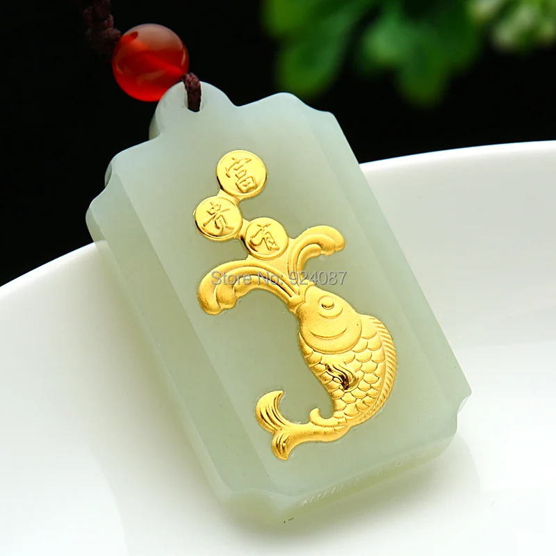Золотая инкрустированная нефритовая подвеска Tian Yu для мужчин и женщин