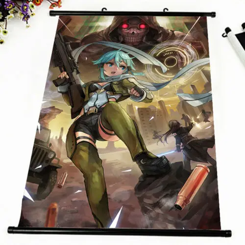 Аниме плакат с изображением мечей искусство онлайн игра сексуальная настенная