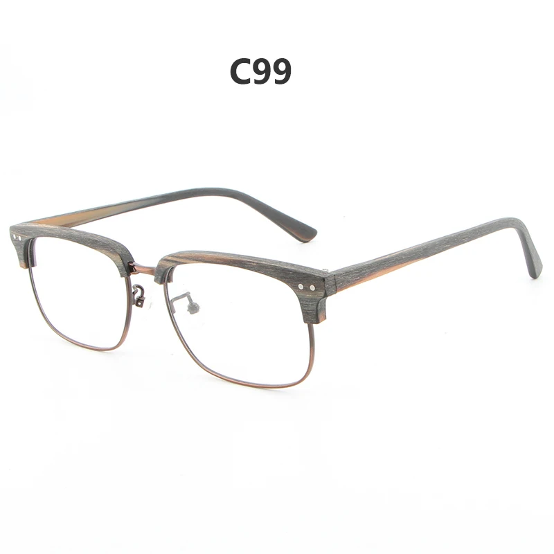 floral brown C99 AZB, оптические очки, оправа из натурального дерева, полуоправа, прозрачные очки, деревянные очки для близорукости/дальнозоркости, оправы для очков по рецепту oculos - Цвет оправы: floral brown C99