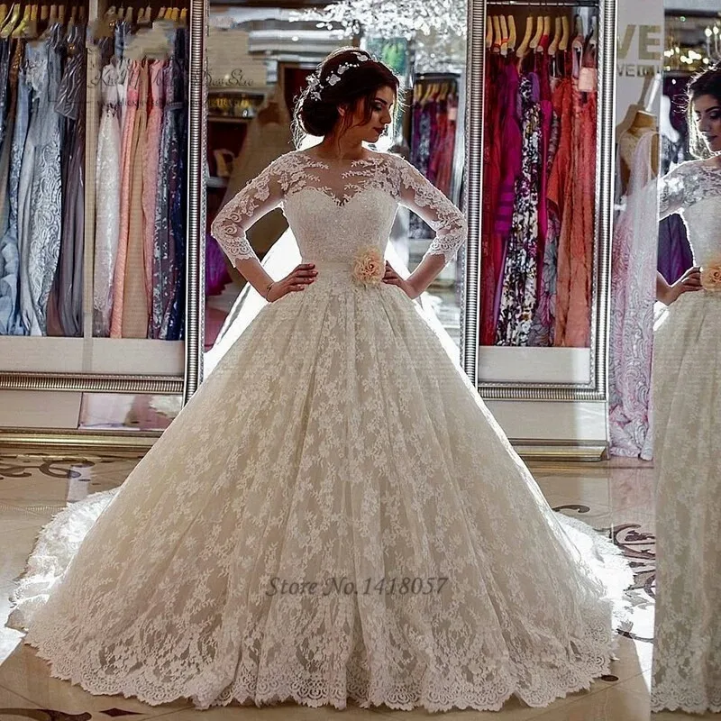 Vestido de Noiva Renda пышные Роскошные турецкие свадебные платья арабское платье невесты