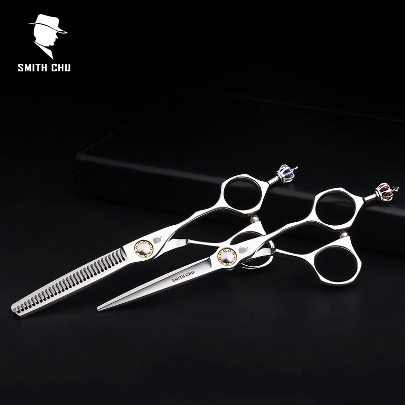 

Smith Chu Crown High Quality XL156 6 Inch 440C Stainless Professional Salon Barbers Thinning Scissors Hairdress Scissors Sets