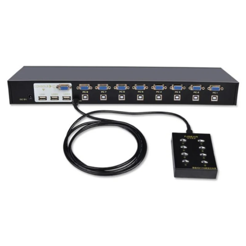 8-port VGA USB KVM Smart Switch Switcher Manual Key Press Wired Remote Extension 1U Console | Электроника