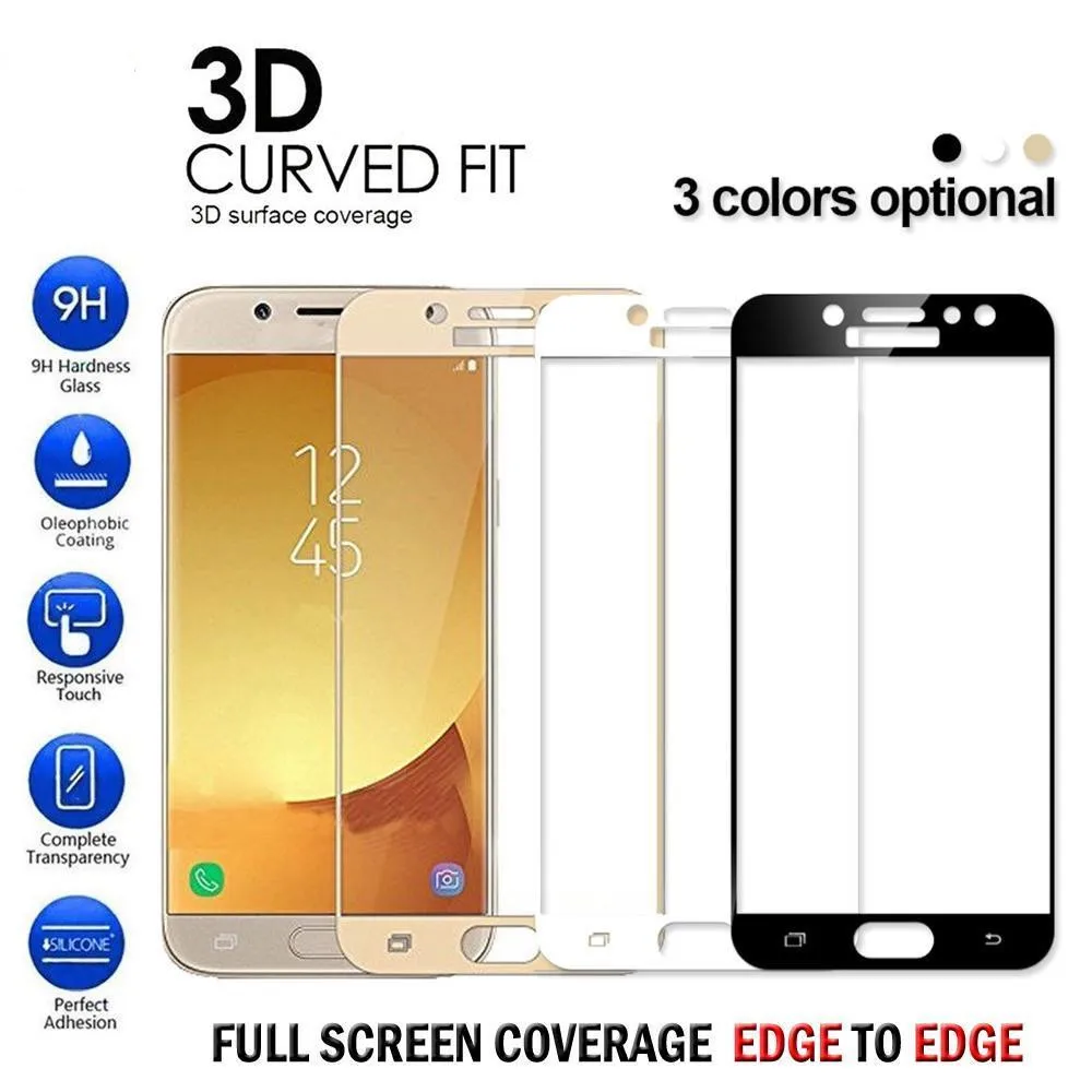 Защитное стекло с полным покрытием экрана закаленное для Samsung Galaxy S7 S6 A3 A5 A7 2016 2017 J3