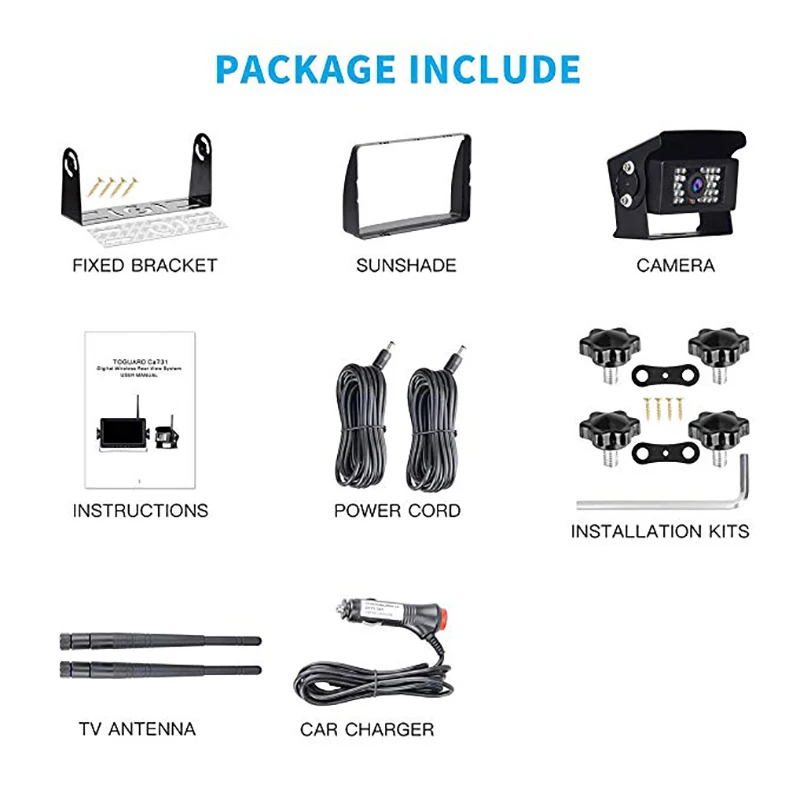 Цифровая беспроводная камера заднего вида с ЖК дисплеем IP69 Водонепроницаемая