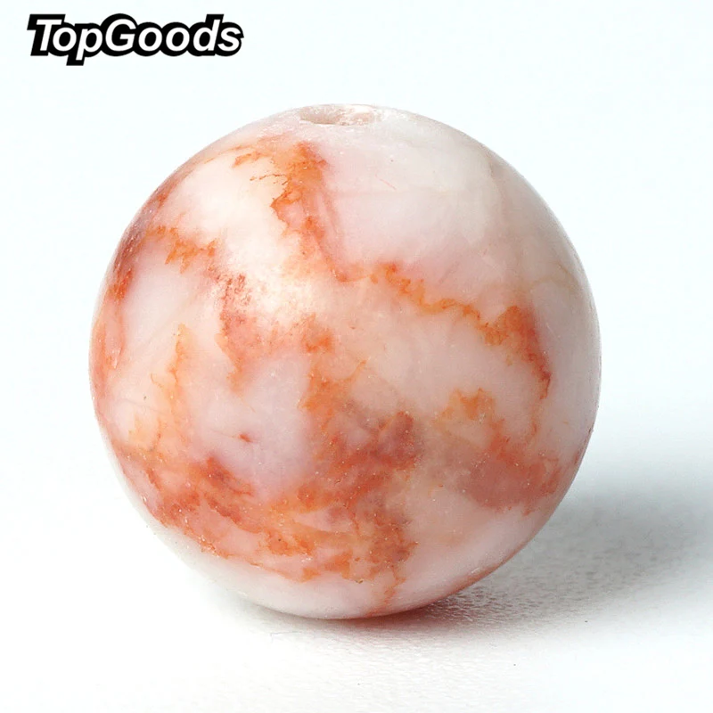 Бисер TopGoods из натуральных драгоценных камней красный сетчатый камень свободный