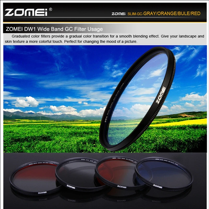 Комплект фильтров Zomei Slim GC для камеры объектива с градиентом и нейтральной