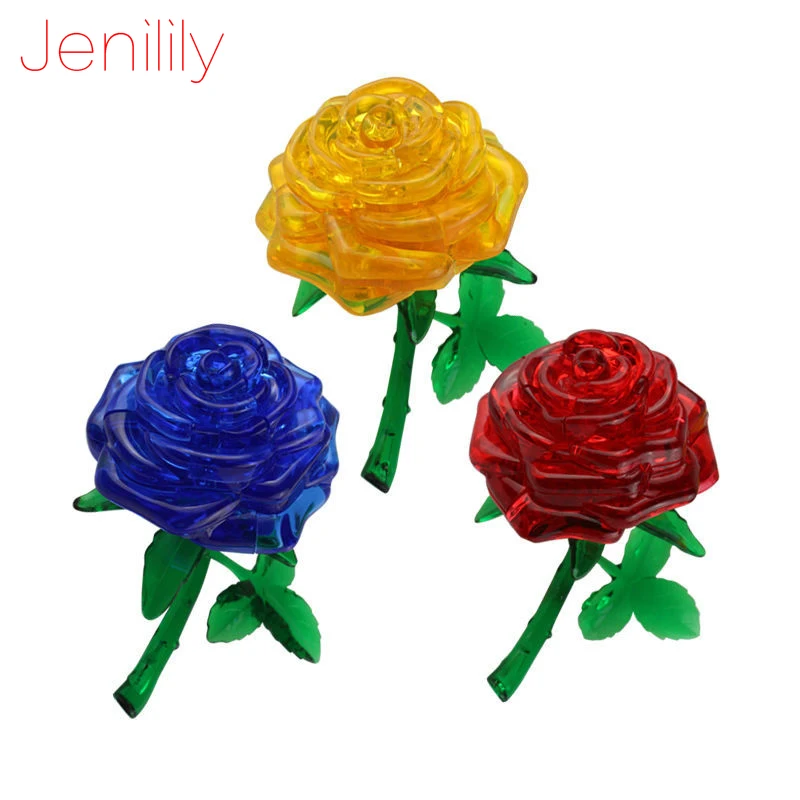 

1 Pcs DIY Rose 3D Crystal Puzzles Assemble Jigsaw 44pcs Puzzle Educational Toys for Children Birthday Gift Kid Girl