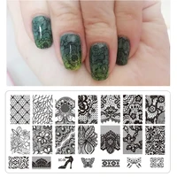 1pcs new black flower lace 612cm nail stamping plates nail art manicure template nail stamp tools