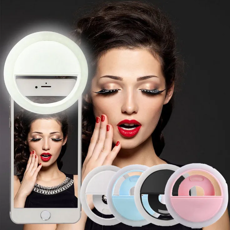 Перезаряжаемая USB зарядка с батареей селфи портативная светодиодная кольцевая