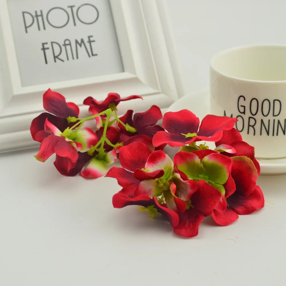 10Pcs Silk Hydrangea Door Lintel Artificial Flowers for Needlework Home Wedding Car Accessories Party Decoration Fake Rose Petal | Дом и сад
