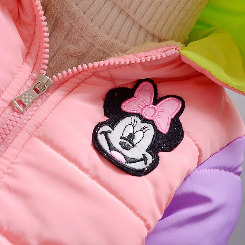2016 Детей Пальто Минни Новорожденных Девочек зимние полный рукав пальто девушки