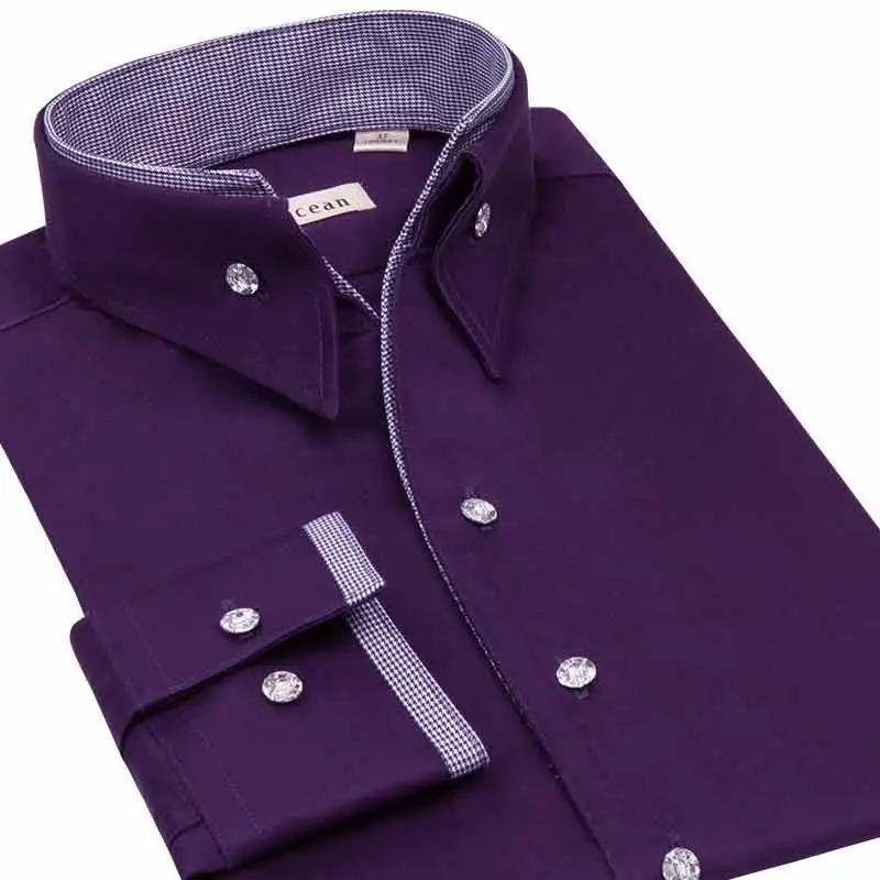 Deepocean Men Long Sleeve Shirts Fashion Cotton Clothing Autumn Winter Casual Slim Business Shirt Tops | Мужская одежда