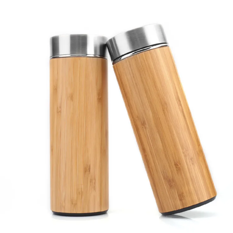 Bamboo Tea Tumbler Mug with Strainer Infuser with Filter for Loose Leaf Coffee Travel Bottle Hot and Cold Water Leak Proof Gift