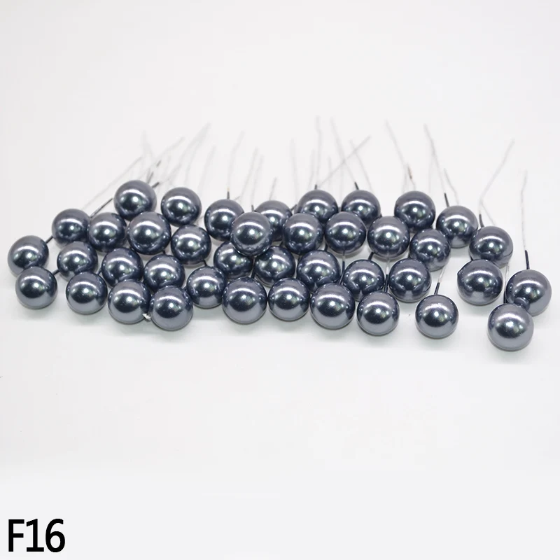 F16 50 шт. 12 мм мини жемчужные пластиковые искусственные тычинки Цветок Фрукты Вишня ягоды DIY украшения для свадебной вечеринки Рождественский подарок коробка венок - Цвет: F16
