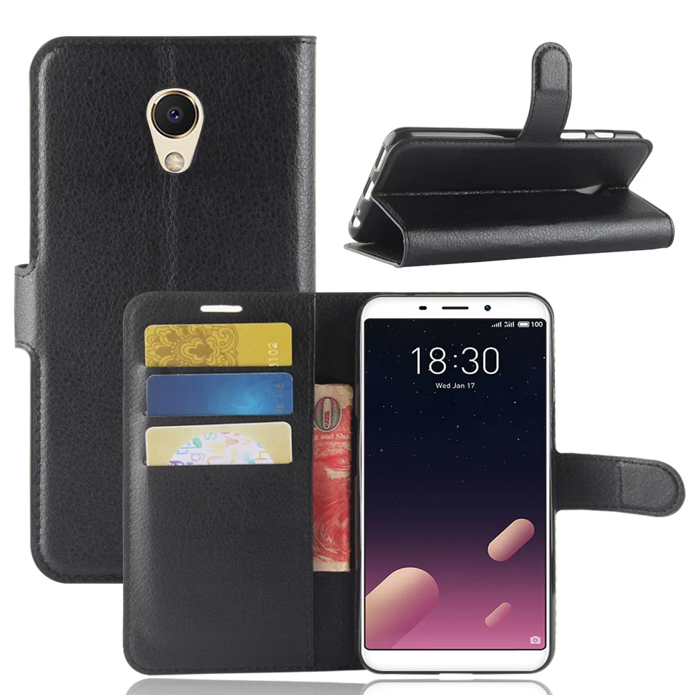 Чехол для Meizu M6s откидной из искусственной кожи с магнитным бумажником чехол