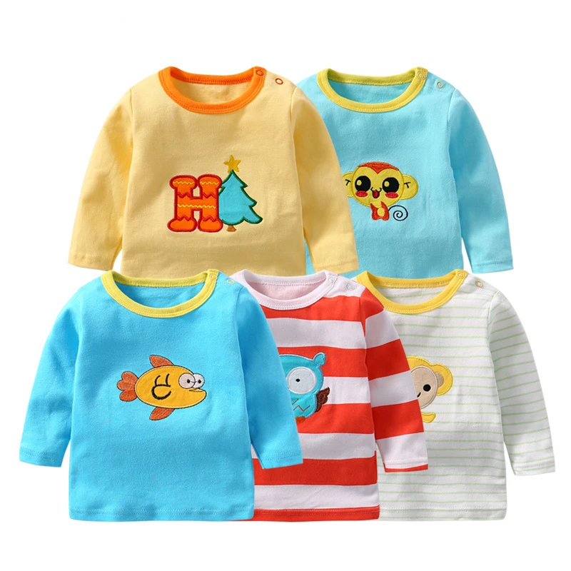 Футболки для маленьких девочек 5/3/1 упаковка одежда с длинными рукавами малышей