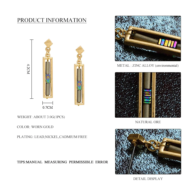 Женские Модные висячие серьги из натурального камня ювелирные изделия винтажные