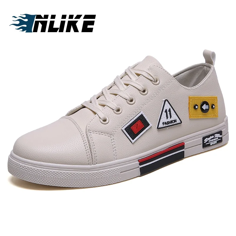 INLIKE PU Leather Lace Up Fashion Sneakers Board Shoes Spring/Autumn Breathable Men Designer for |