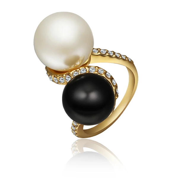 ($6 от за $10) LOWAY винтажные bijoux двойной Жемчужина Золотое кольцо aneis femininos Анель CZ
