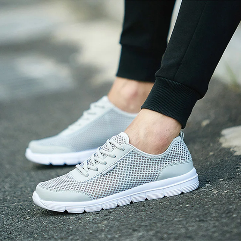 SAGUARO Summer Men Shoes Fashion Breathable Mesh Lace-up Flats Male Footwear Unisex Lovers Tenis Masculino Zapatos | Обувь