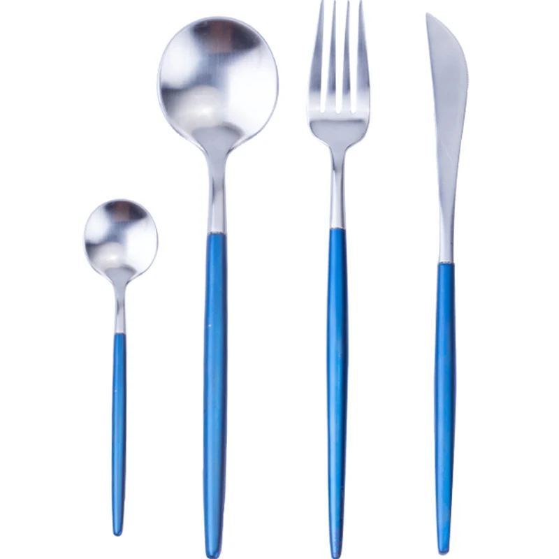 Набор голубых столовых приборов из нержавеющей стали 304 4 шт.|blue cutlery set|dinnerware setcutlery