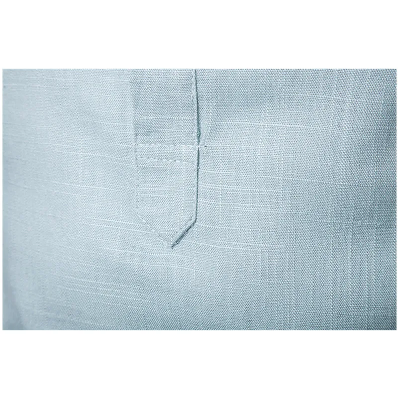 2018 Мужская Повседневная рубашка из хлопка и льна с воротником Мандарин дышащие