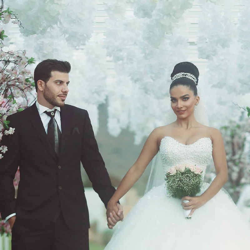 Vestido De Noiva бальное платье свадебное es с жемчугом Свадебные платья бусинами к