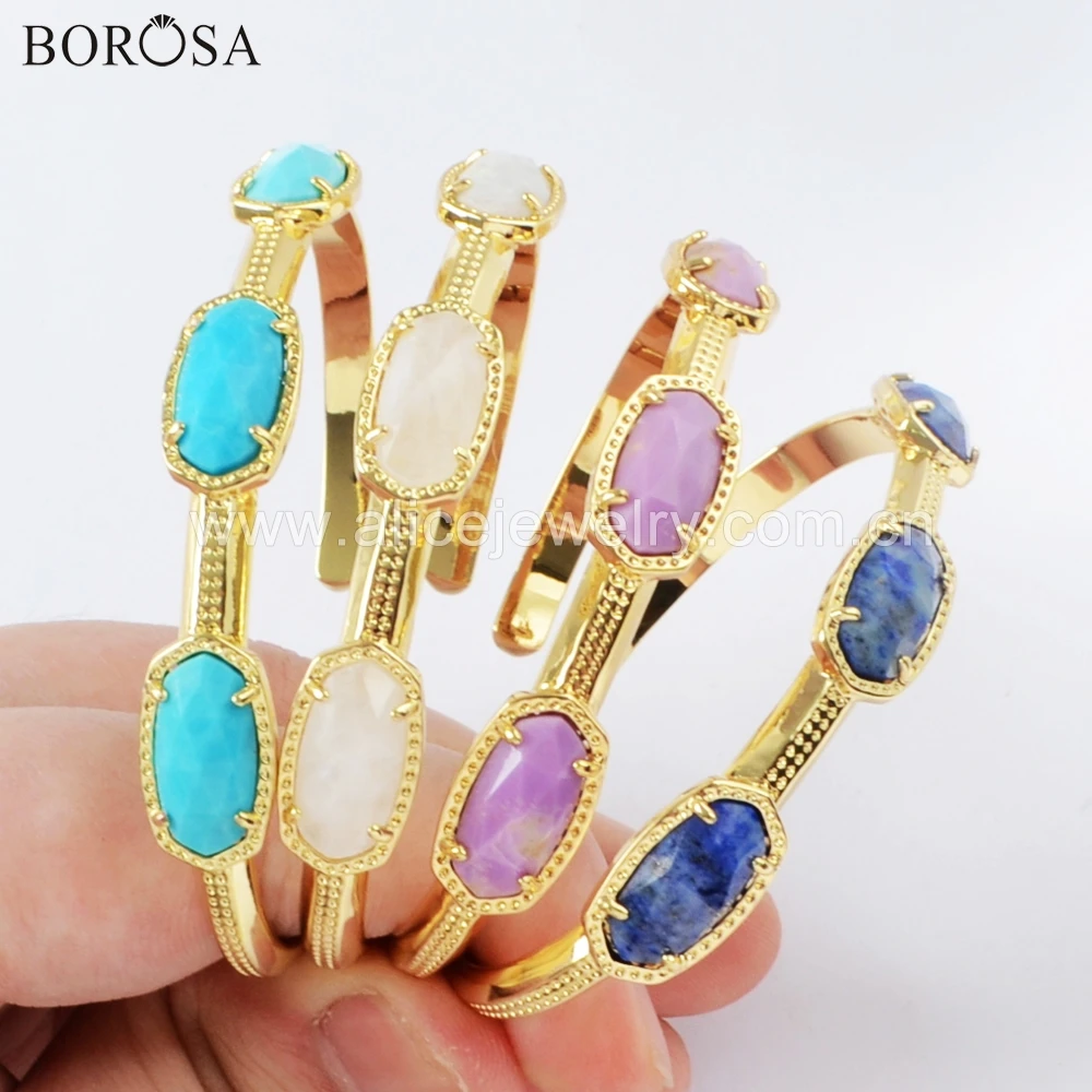 BOROSA 4 шт женский браслет с натуральными камнями натуральный белый корпус chrysoprase