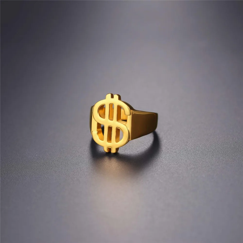 Мужские ювелирные изделия Kpop кольца в виде знака доллара США