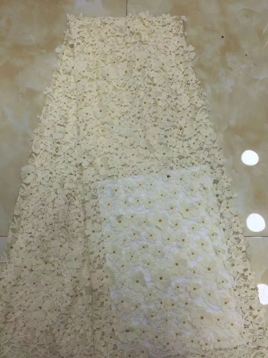 Желтого цвета в африканском стиле нигерийское кружево Гипюр ткань Высокое