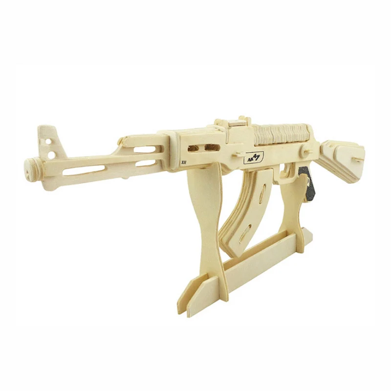DIY 3D деревянные пазлы для детей и взрослых Ak47 Submachine Gun игрушки паззлы Обучающие