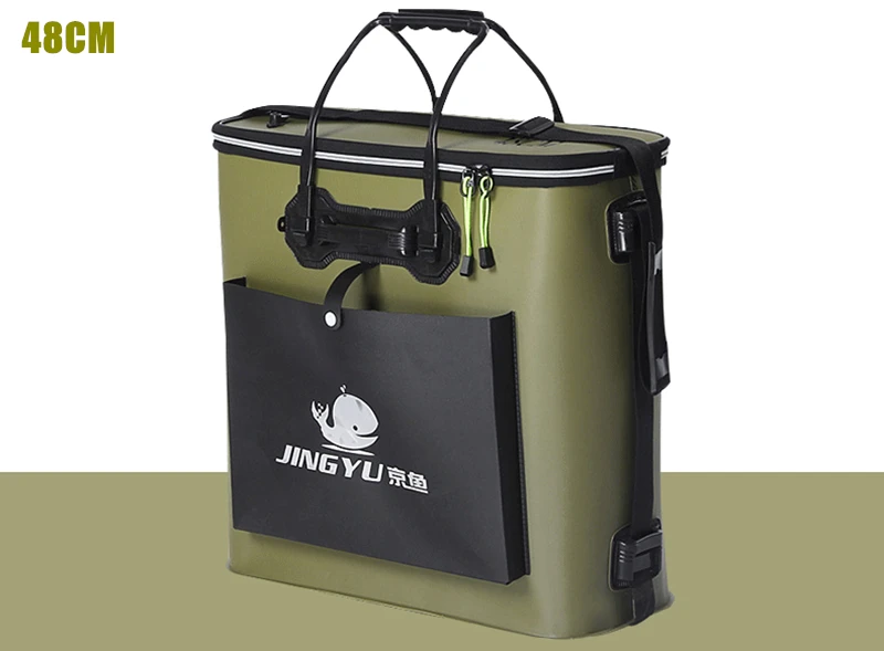 48cm Army Green Портативный сумки для рыбалки рыбы ведро шестерни для армирования утолщение EVA ведро складной Открытый Кемпинг пеший Туризм ведро 42/48/53 см - Цвет: 48cm Army Green