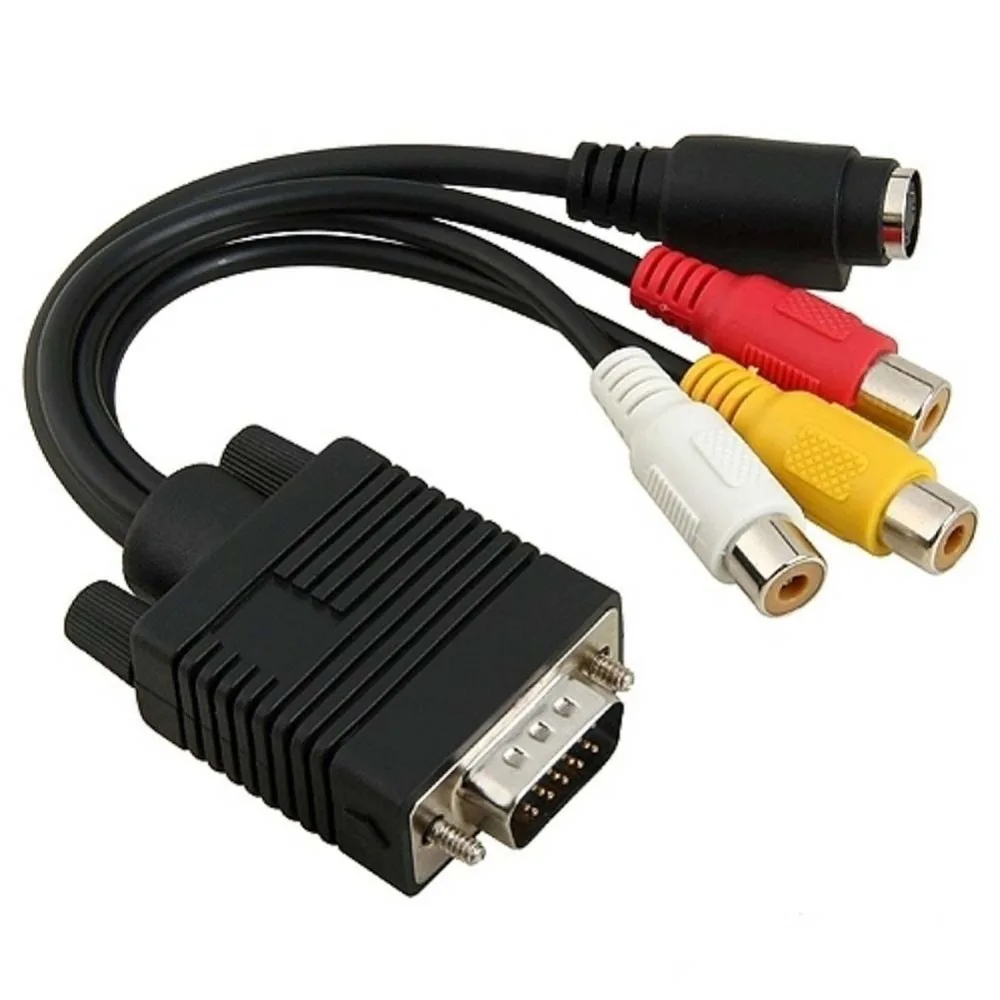 Акция 1 шт. 3 RCA Женский конвертер Кабель VGA к видео ТВ выход S Video AV адаптер|cable vga|vga to