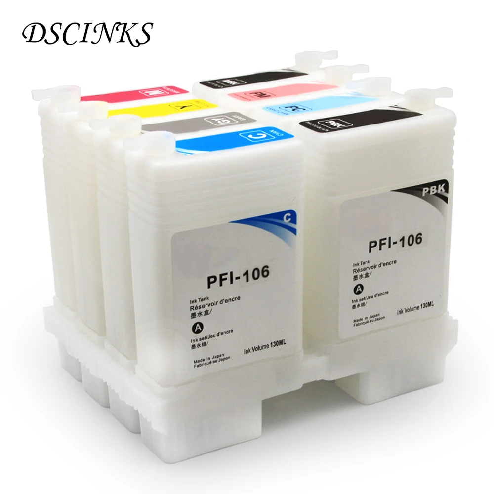 8 Pcs PFI-105 PFI-106 Refillable Ink Cartridge for Canon IPF6300S IPF6350S IPF6400S IPF6410S IPF 6300S 6350S 6400S 6410S PFI 105 |