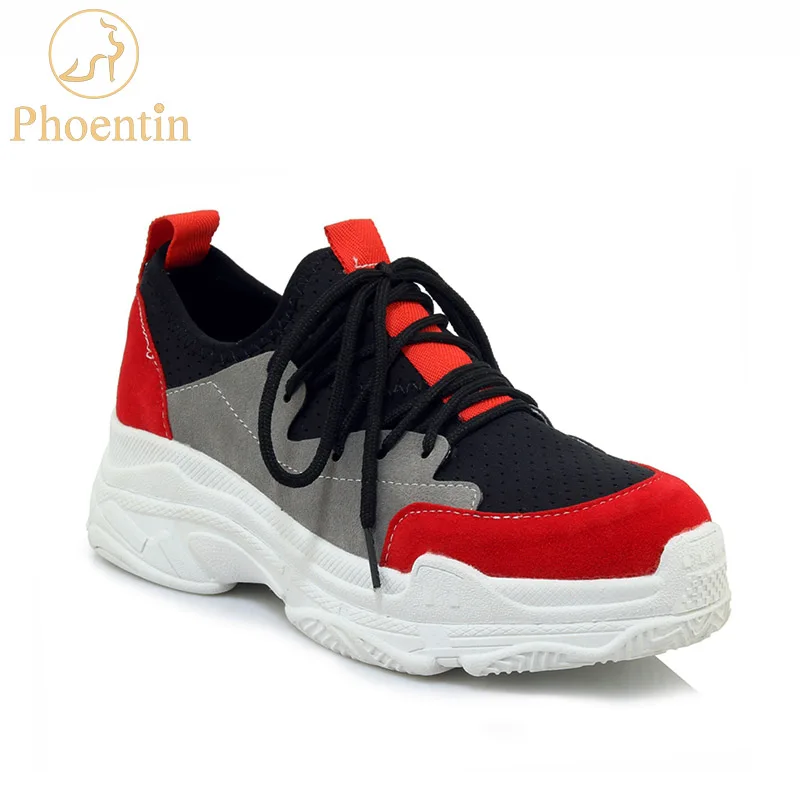 Tenis feminino/Повседневные кроссовки на платформе 2018 г. шнуровке громоздкие из флока