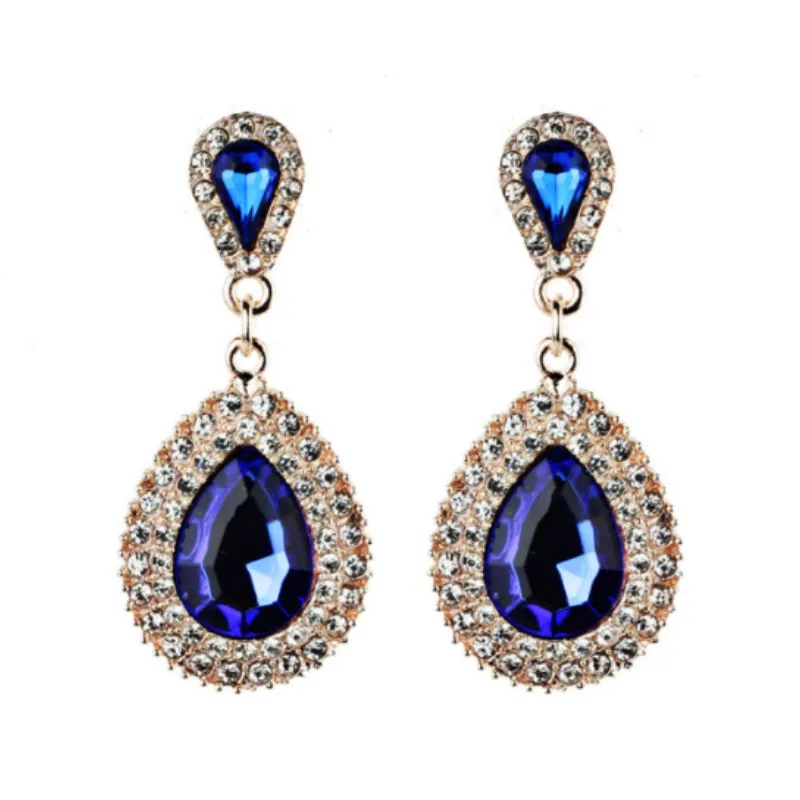 Trendy Vintage Long Luxury Water Drop Rhinestone Earrings For Women Jewelry Elegant Dinner Wedding Engagement | Украшения и