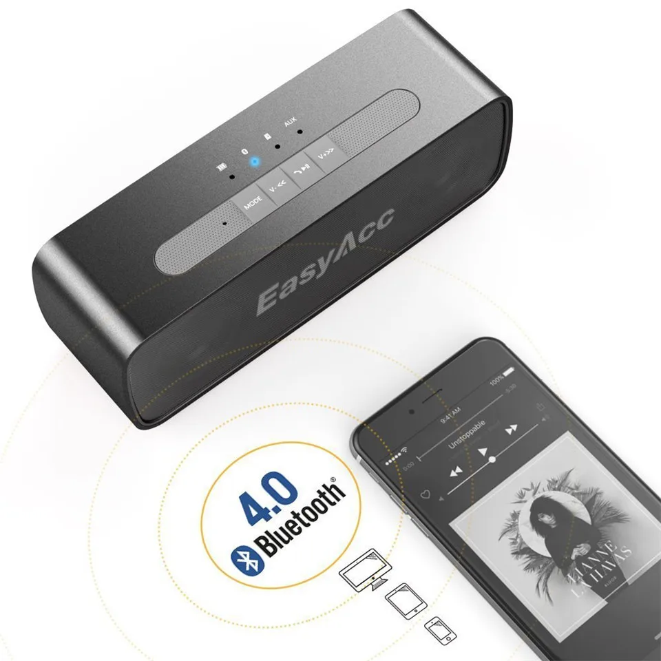 EasyAcc 10 Вт Мощный Bluetooth 4 0 портативный беспроводной динамик водонепроницаемый 3 5 мм