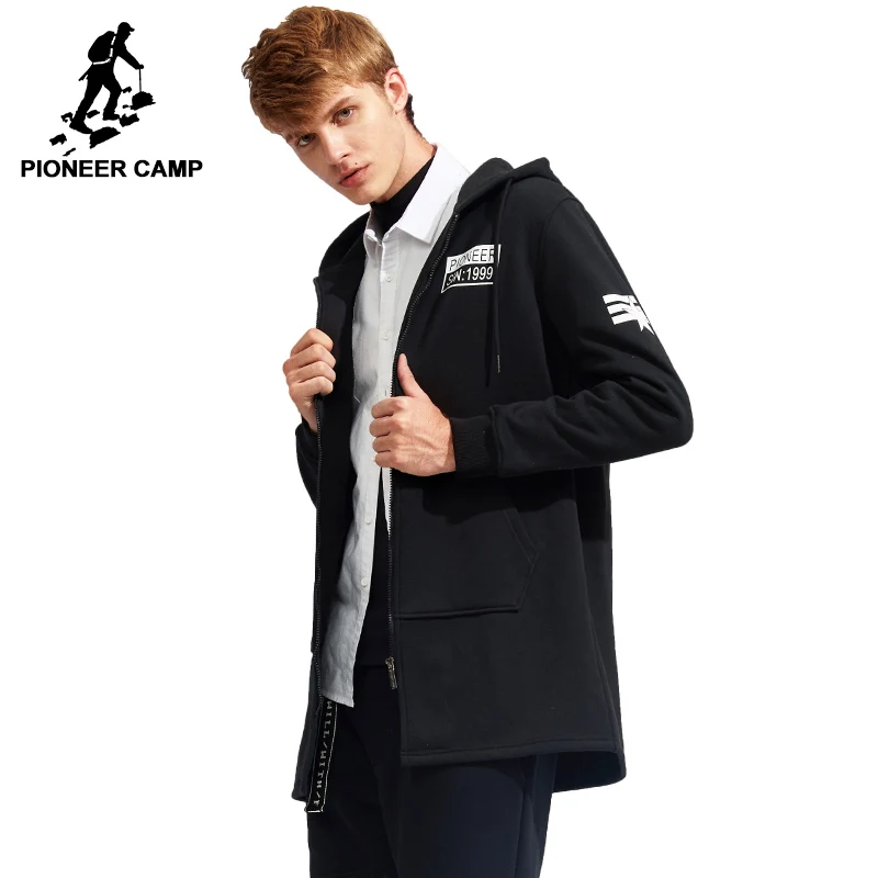 Мужская куртка Pioneer Camp теплая длинная флисовая с капюшоном из 100% хлопка на весну |