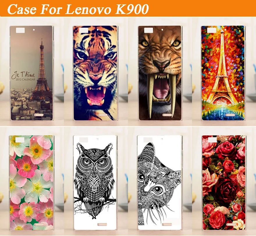 Новое прибытие diy 3d окрашенные цветные чехол для lenovo K900 чехол/узор Тигр Лев Сова