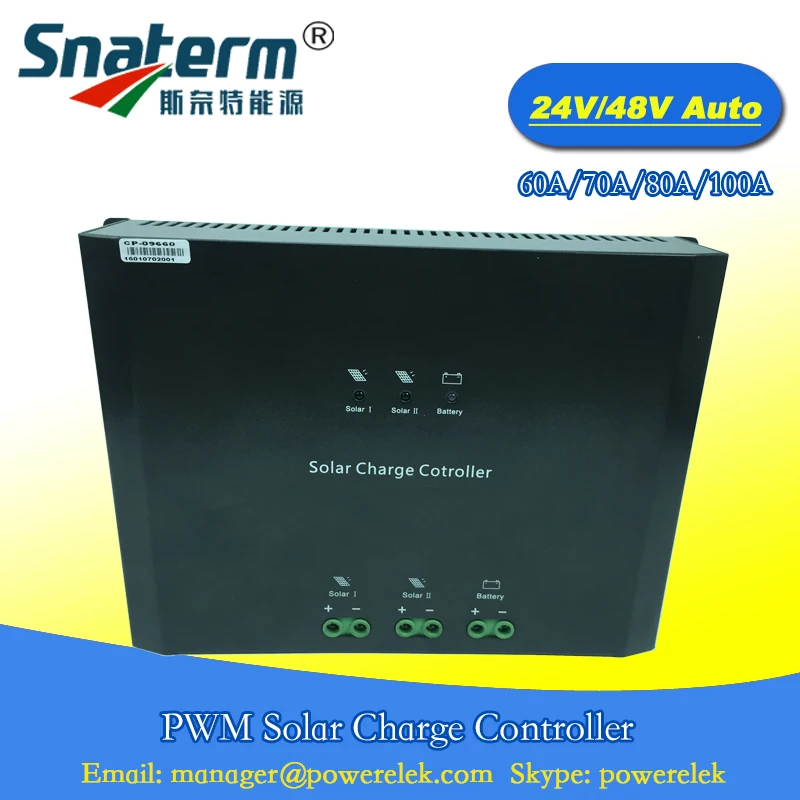 DC 24V 60A 80A 100A PWM регулятором солнечного заряда контроллер высокая эффективность